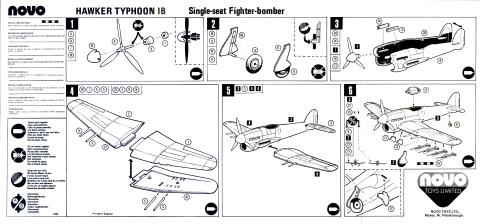 Инструкция по сборке NOVO F389 Hawker Typhoon 1b Tank Buster, NOVO Toys Ltd, 1976-79